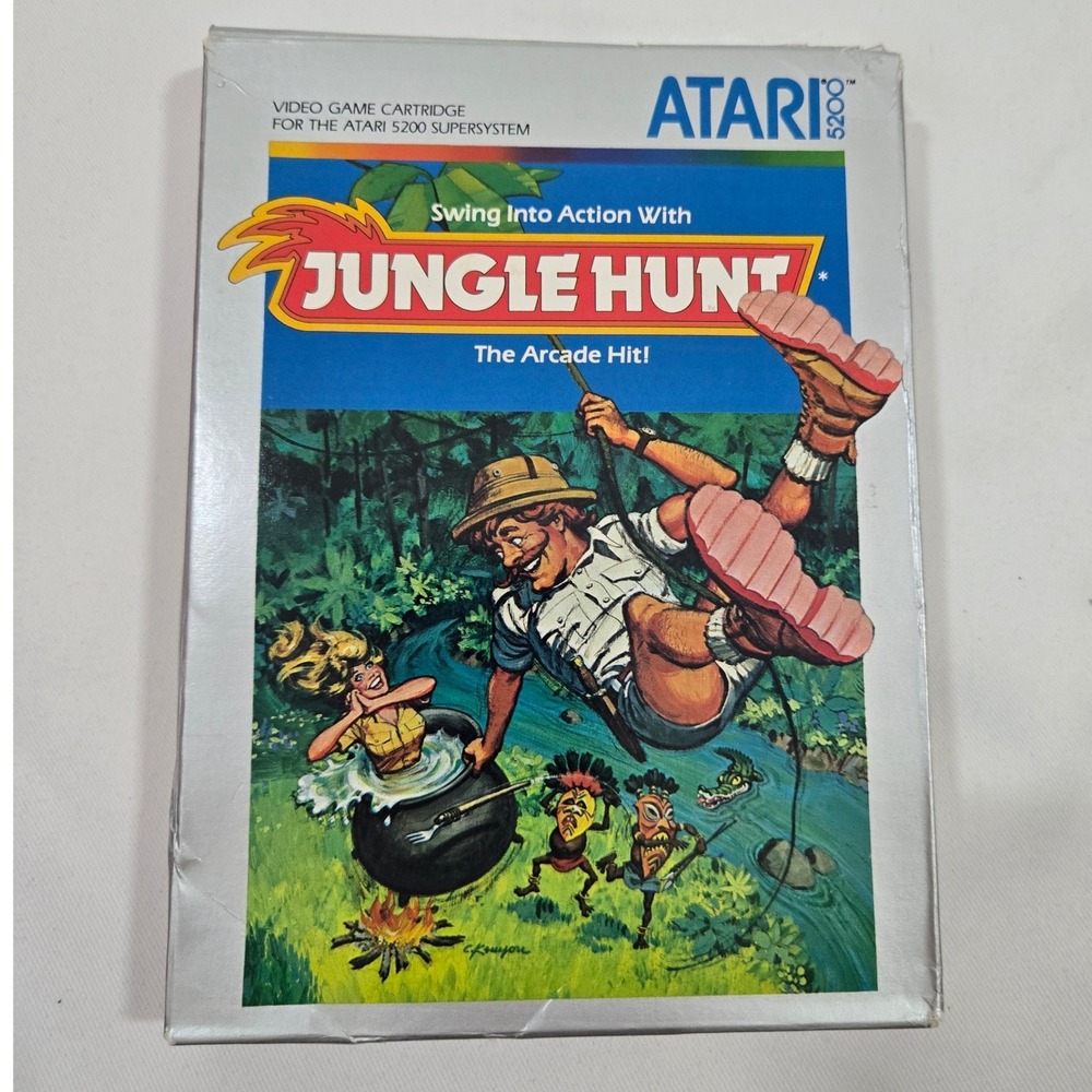 Jungle Hunt Atari 5200 Game In Box Cartridge Manual Papers Vintage 1983 USA Made